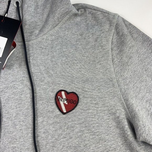 Inimigo Men’s Hoodie Embroidery Grey Sweater Red Heart Logo Supima Cotton M $195 - Picture 4 of 12